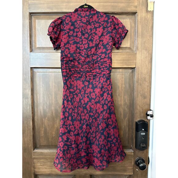 Y2K DELIA'S Magenta Blue Floral Midi Dress Size XS - Picture 2 of 6